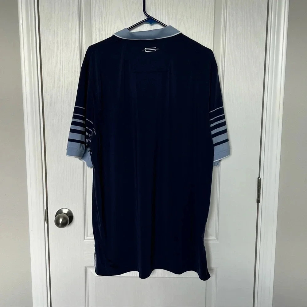 Carnoustie Tech Men’s Golf Polo Performance Wear Navy Light Blue Size XL - Picture 2 of 5